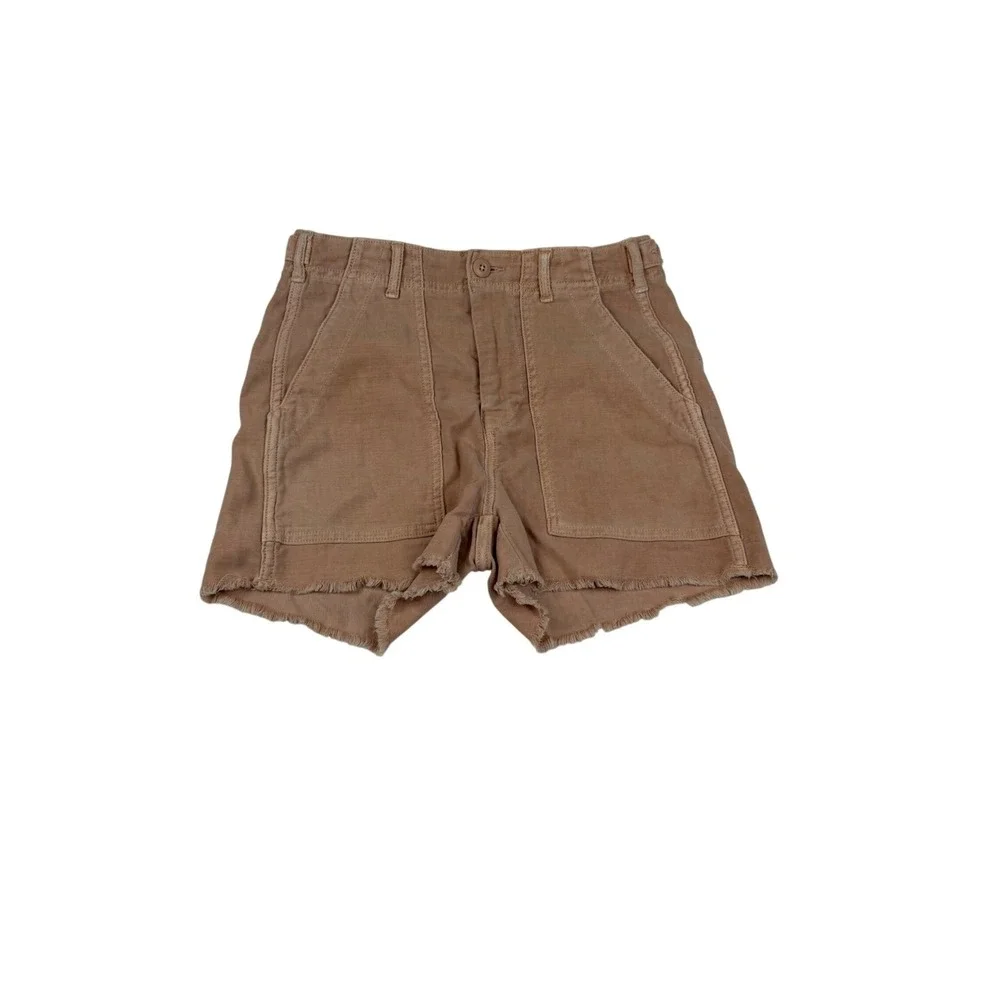 American Eagle Women 0 Dusty Rose Utility Shorts High Rise Raw Hem Stretch 1270